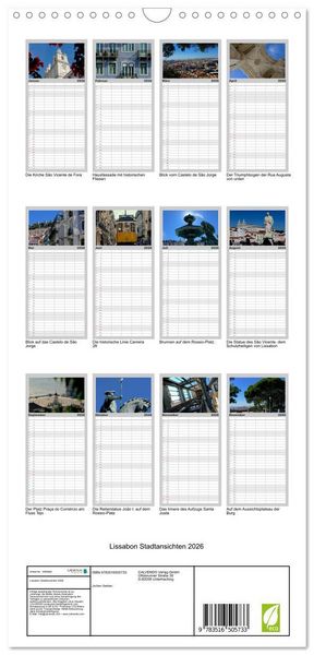 Produktbild: Familienplaner 2026 - Lissabon Stadtansichten 2026 mit 5 Spalten (Wandkalender, 21 x 45 cm) CALVENDO