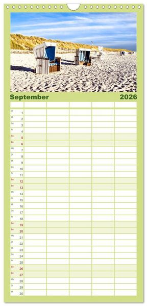 Produktbild: Familienplaner 2026 - SYLT D&uuml;nenwege mit 5 Spalten (Wandkalender, 21 x 45 cm) CALVENDO