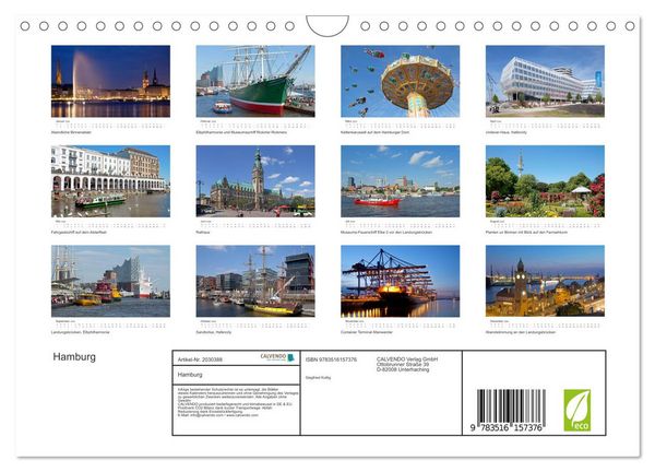 Produktbild: Hamburg (Wandkalender 2026 DIN A4 quer), CALVENDO Monatskalender