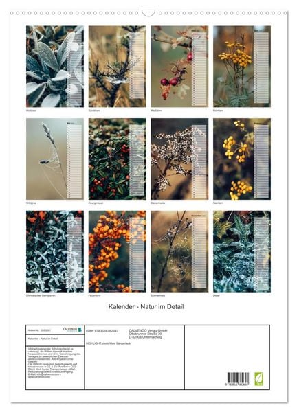 Produktbild: Kalender - Natur im Detail (Wandkalender 2026 DIN A2 hoch), CALVENDO Monatskalender