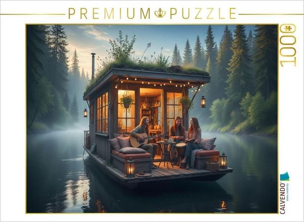 CALVENDO Puzzle Freunde unterwegs auf einem Hausboot | 1000 Teile Lege-Größe 64x48cm Foto-Puzzle für glückliche Stunden