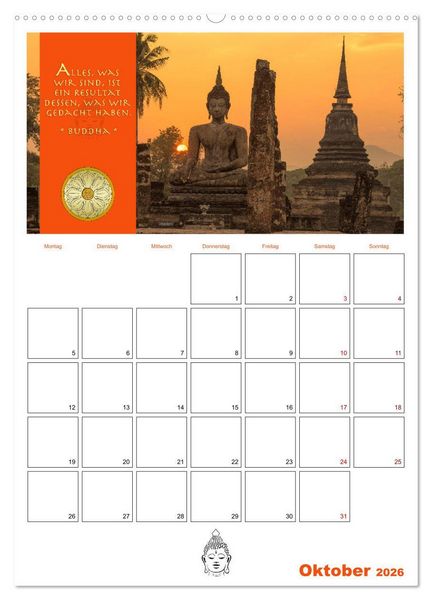 Produktbild: Buddhas Zitate und Weisheiten (Wandkalender 2026 DIN A2 hoch), CALVENDO Monatskalender