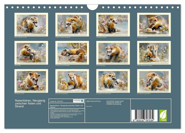 Produktbild: Nasenb&auml;ren. Neugierig zwischen &Auml;sten und Strand (Wandkalender 2027 DIN A4 quer), CALVENDO Monatskalender