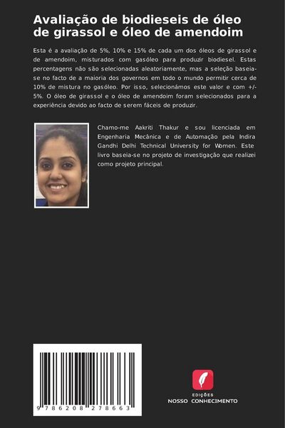 Produktbild: Avalia&ccedil;&atilde;o de biodieseis de &oacute;leo de girassol e &oacute;leo de amendoim