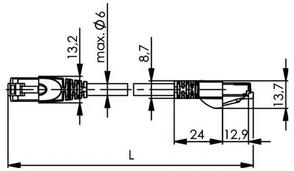 Produktbild: Teleg&auml;rtner 100127411 RJ45 Patchkabel CAT 6a S/FTP 2.6m Grau mit Knickschutzt&uuml;lle 1St.