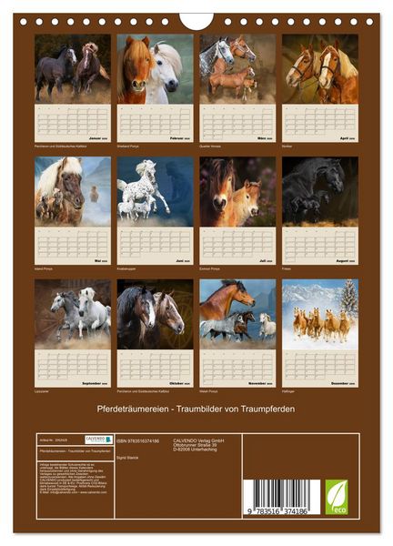 Produktbild: Pferdetr&auml;umereien - Traumbilder von Traumpferden (Wandkalender 2026 DIN A4 hoch), CALVENDO Monatskalender
