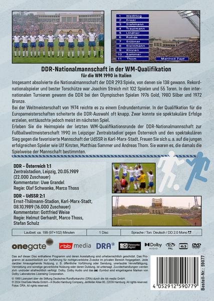 Produktbild: Direkt&uuml;bertragungen - DDR Nationalmannschaft in der WM-Qualifikation f&uuml;r die WM 1990 in Italien