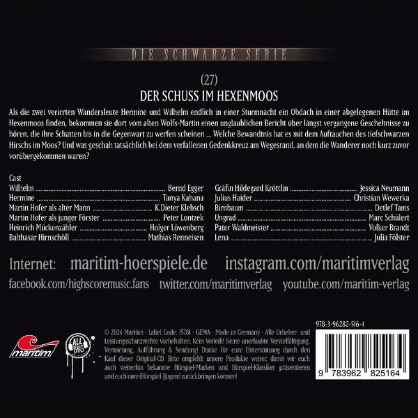 Produktbild: Die Schwarze Serie - Der Schuss im Hexenmoos,1 Audio-CD