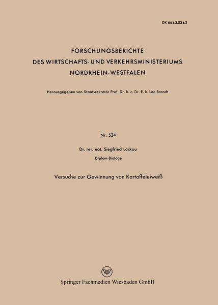 Produktbild: Versuche zur Gewinnung von Kartoffeleiwei&szlig;
