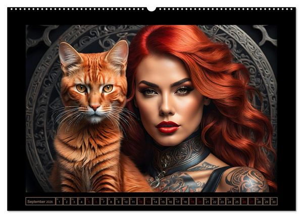 Produktbild: Geheimnisvolle Katzenfrauen (Wandkalender 2026 DIN A2 quer), CALVENDO Monatskalender