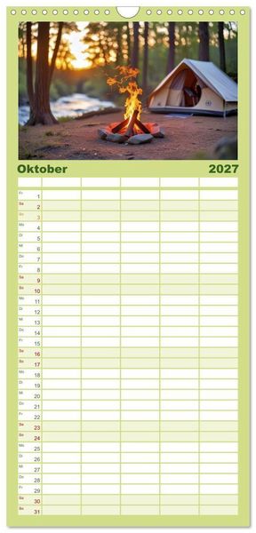 Produktbild: Familienplaner 2027 - Camping-Life und Abenteuer mit 5 Spalten (Wandkalender, 21 x 45 cm) CALVENDO