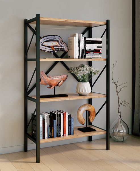 Produktbild: Holz Metall Stand Regal B&uuml;ro B&uuml;cher Insasi 4fach