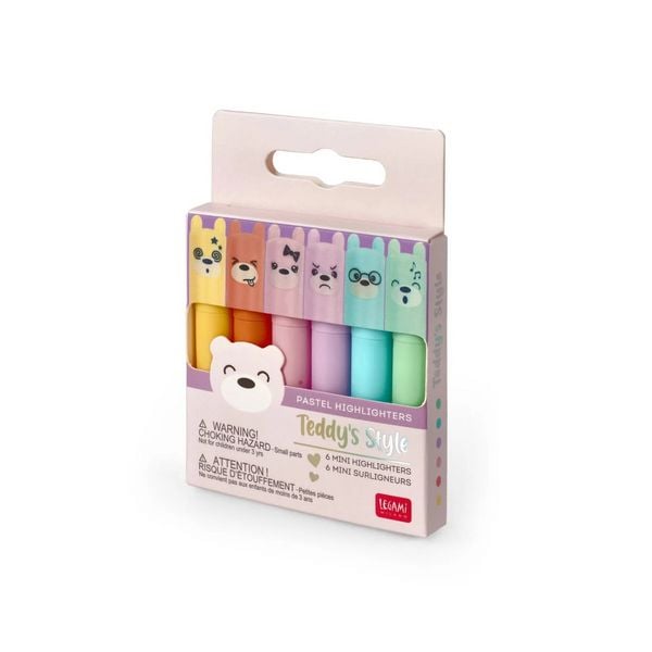 Produktbild: Legami Set mit 6 Mini-Textmarkern - Teddy's Style - Teddyb&auml;r
