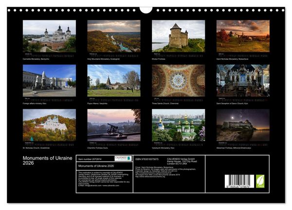 Produktbild: Monuments of Ukraine 2026 (Wall Calendar 2026 DIN A3 landscape), CALVENDO 12 Month Wall Calendar