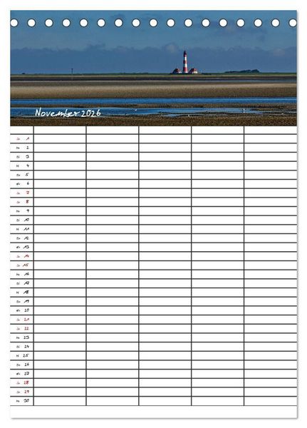 Produktbild: St. Peter Ording Familienplaner (Tischkalender 2026 DIN A5 hoch), CALVENDO Monatskalender