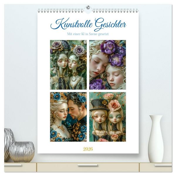 Produktbild: Kunstvolle Gesichter (hochwertiger Premium Wandkalender 2026 DIN A2 hoch), Kunstdruck in Hochglanz