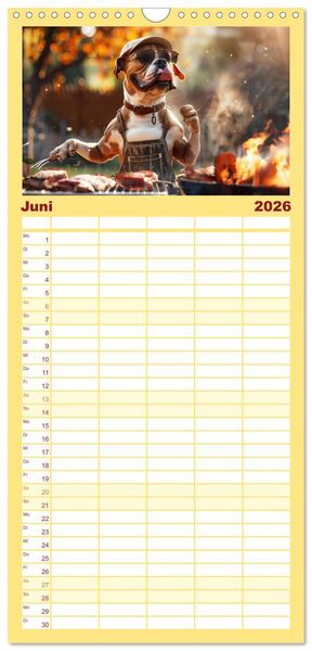 Produktbild: Familienplaner 2026 - Tierisch lustige Grillmeister mit 5 Spalten (Wandkalender, 21 x 45 cm) CALVENDO