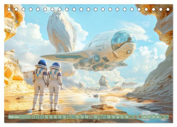 Produktbild: Fantasievolle Zukunftswelten - Science Fiction (Tischkalender 2026 DIN A5 quer), CALVENDO Monatskalender