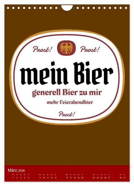 Produktbild: BIER Wandkalender -Trinken mit Stil (Wandkalender 2026 DIN A4 hoch), CALVENDO Monatskalender