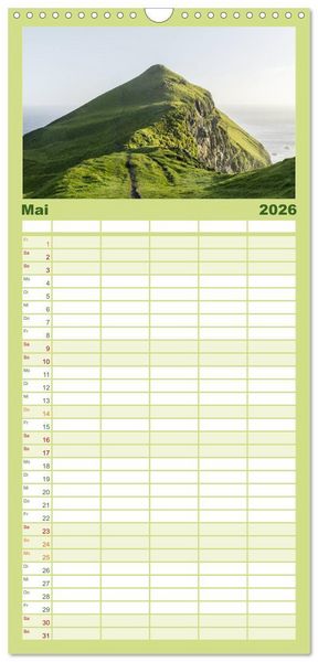 Produktbild: Familienplaner 2026 - F&auml;r&ouml;er - Die wundersch&ouml;nen Inseln im Norden. mit 5 Spalten (Wandkalender, 21 x 45 cm) CALVENDO