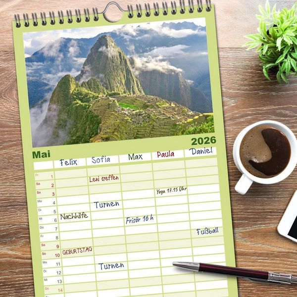 Produktbild: Familienplaner 2026 - Alte Kulturen Mittel- und S&uuml;damerikas: Versunkene Welten mit 5 Spalten (Wandkalender, 21 x 45 cm) CALVENDO