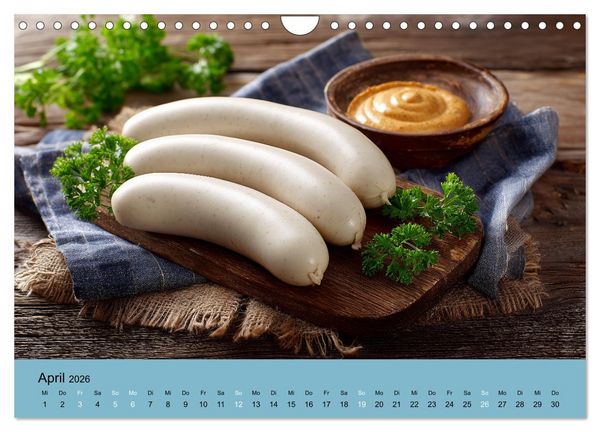 Produktbild: Bayrische Wei&szlig;wurst - Traditioneller K&uuml;chenkalender f&uuml;r Genie&szlig;er (Wandkalender 2026 DIN A4 quer), CALVENDO Monatskalender