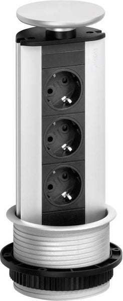 Produktbild: EVOline 93100001 Steckdosenturm 3fach Schwarz, Silber Schutzkontakt 1St.