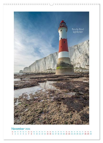 Produktbild: Leuchtt&uuml;rme an britischen K&uuml;sten (hochwertiger Premium Wandkalender 2026 DIN A2 hoch), Kunstdruck in Hochglanz