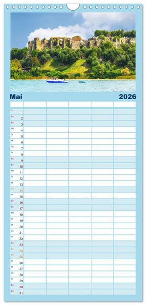 Produktbild: Familienplaner 2026 - Sirmione - sch&ouml;nster Ort am Gardasee mit 5 Spalten (Wandkalender, 21 x 45 cm) CALVENDO