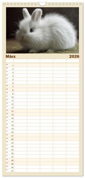 Produktbild: Familienplaner 2026 - Zauberhafte Fluffies mit 5 Spalten (Wandkalender, 21 x 45 cm) CALVENDO