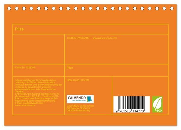 Produktbild: Pilze (Tischkalender 2026 DIN A5 quer), CALVENDO Monatskalender