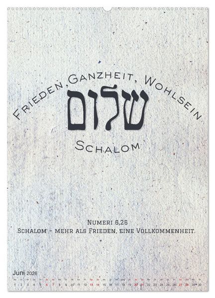 Produktbild: Hebr&auml;ische Lettern - Worte voller Licht und Weisheit (Wandkalender 2026 DIN A2 hoch), CALVENDO Monatskalender