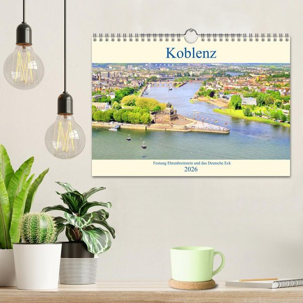Produktbild: Koblenz - Festung Ehrenbreitstein und das Deutsche Eck (Wandkalender 2026 DIN A4 quer), CALVENDO Monatskalender
