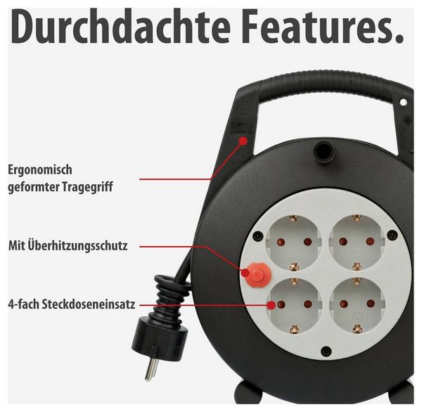Produktbild: Brennenstuhl 1092200 Kabeltrommel 5.00m Schwarz Schutzkontakt-Stecker