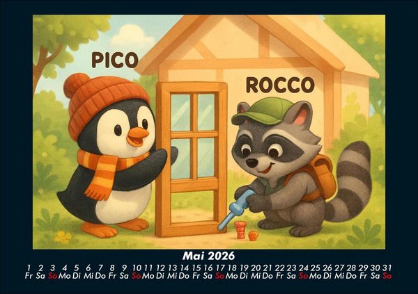 Produktbild: Pico & Rocco bauen ein Haus 2026 Fotokalender DIN A5