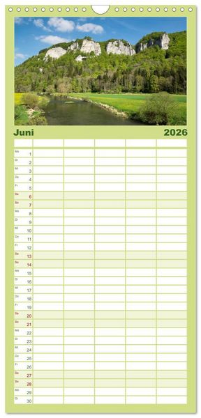 Produktbild: Familienplaner 2026 - Das Donautal - Wanderparadies auf der Schw&auml;bischen Alb mit 5 Spalten (Wandkalender, 21 x 45 cm) CALVENDO