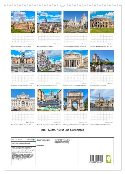 Produktbild: Rom - Kunst, Kultur und Geschichte (hochwertiger Premium Wandkalender 2027 DIN A2 hoch), Kunstdruck in Hochglanz