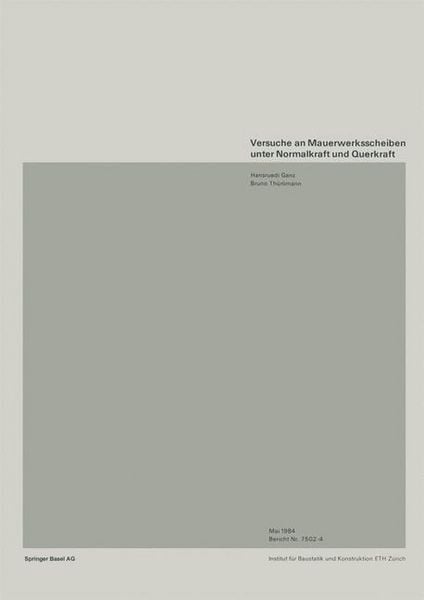 Produktbild: Versuche an Mauerwerksscheiben unter Normalkraft und Querkraft