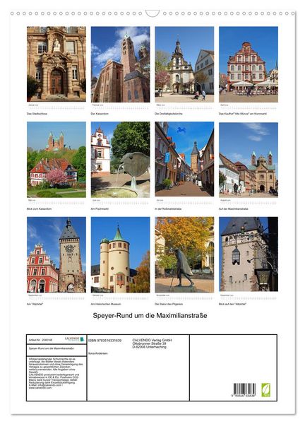 Produktbild: Speyer-Rund um die Maximilianstra&szlig;e (Wandkalender 2026 DIN A2 hoch), CALVENDO Monatskalender