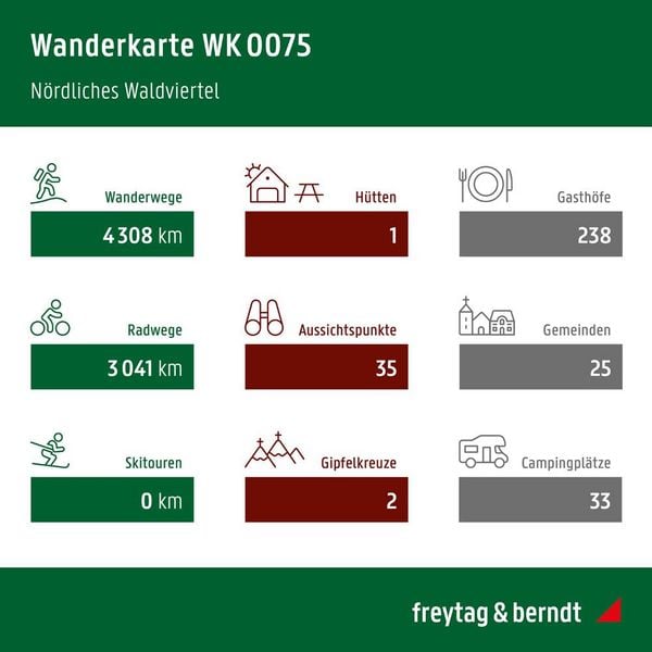 Produktbild: freytag & berndt Wanderkarte WK 0075 N&ouml;rdliches Waldviertel, Gm&uuml;nd - Heidenreichstein - Waidhofen a.d. Thaya - Raabs a.d. Thaya 1:50.000