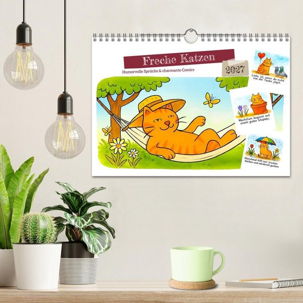 Produktbild: Freche Katzen - Humorvolle Spr&uuml;che und charmante Comics (Wandkalender 2027 DIN A4 quer), CALVENDO Monatskalender