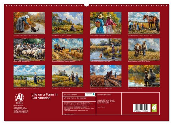 Produktbild: Life on a Farm in Old America (High Quality Premium Wall Calendar 2026 DIN A2 landscape),CALVENDO 12 Month Wall Calendar