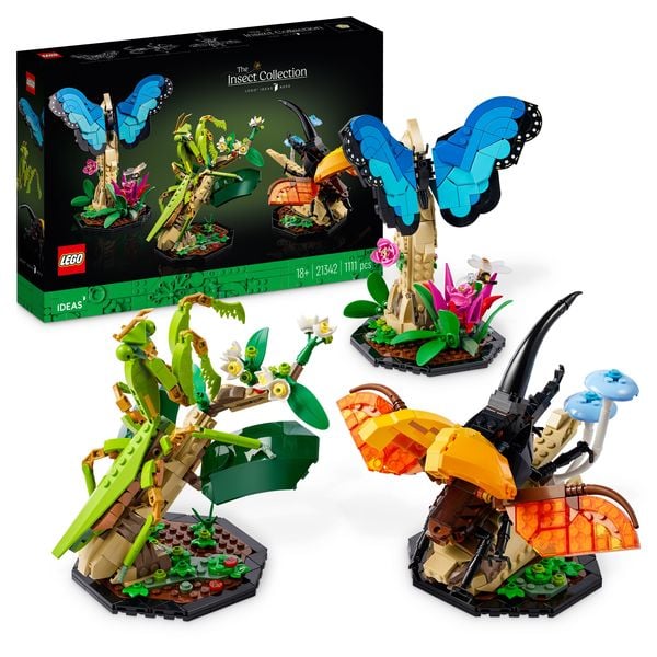 Produktbild: LEGO Ideas 21342 Die Insektensammlung, 3 Insekten-Modelle mit Schmetterling