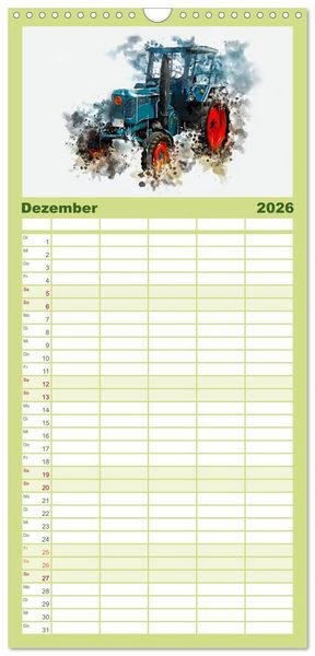 Produktbild: Familienplaner 2026 - Traktoren Oldtimer Legenden mit 5 Spalten (Wandkalender, 21 x 45 cm) CALVENDO