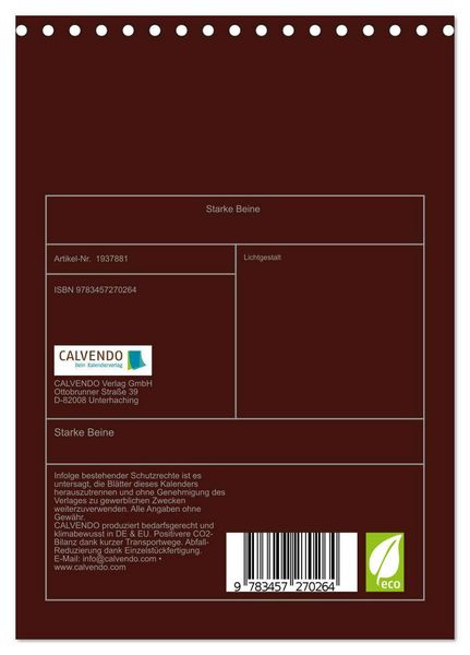 Produktbild: Starke Beine (Tischkalender 2026 DIN A5 hoch), CALVENDO Monatskalender