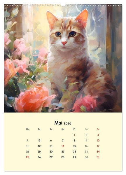 Produktbild: Liebliche Katzen. Anmut und W&uuml;rde mit Blumen (Wandkalender 2026 DIN A2 hoch), CALVENDO Monatskalender