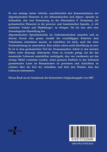 Produktbild: Die germanischen Elemente in der franz&ouml;sischen und provenzalischen Sprache