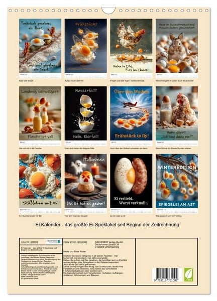 Produktbild: Ei Kalender - das gr&ouml;&szlig;te Ei-Spektakel seit Beginn der Zeitrechnung (Wandkalender 2027 DIN A3 hoch), CALVENDO Monatskalender