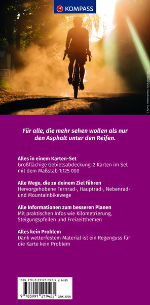 Produktbild: KOMPASS Gro&szlig;raum-Radtourenkarte 3709 Rheinland-Pfalz