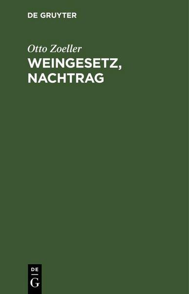 Produktbild: Weingesetz, Nachtrag